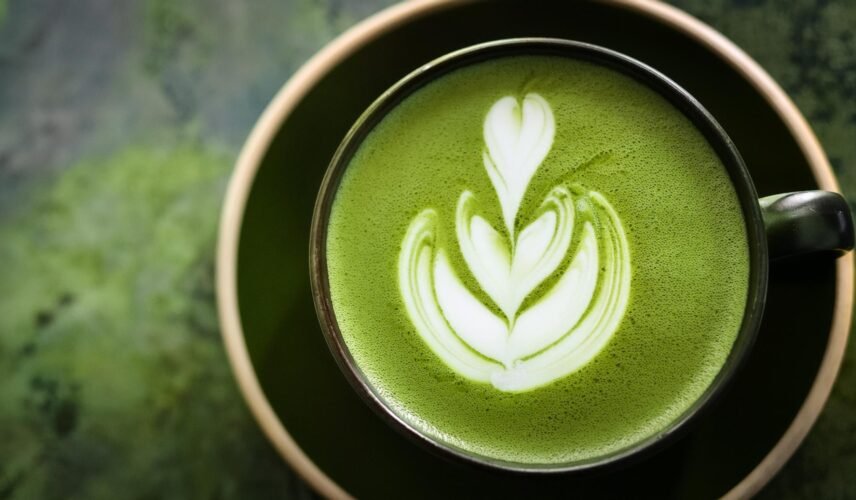Close-up of a matcha latte Close-up of a matcha latte